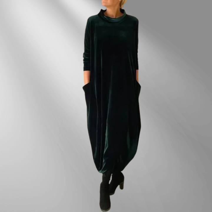 Maxivestido drapeado invernal holgado