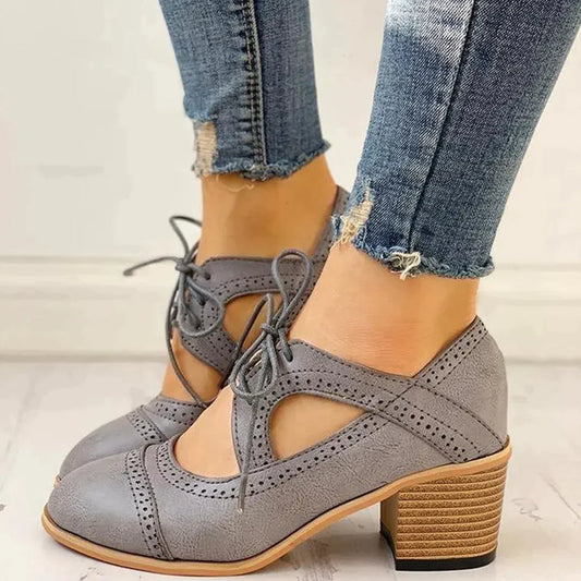 Women’s Heeled Lace-Up T-Strap Shoes