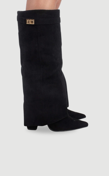 Botas bucaneras de cuero para mujer con hebilla