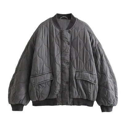 Women’s Oversized Quilted Casual Bomber Jacket
