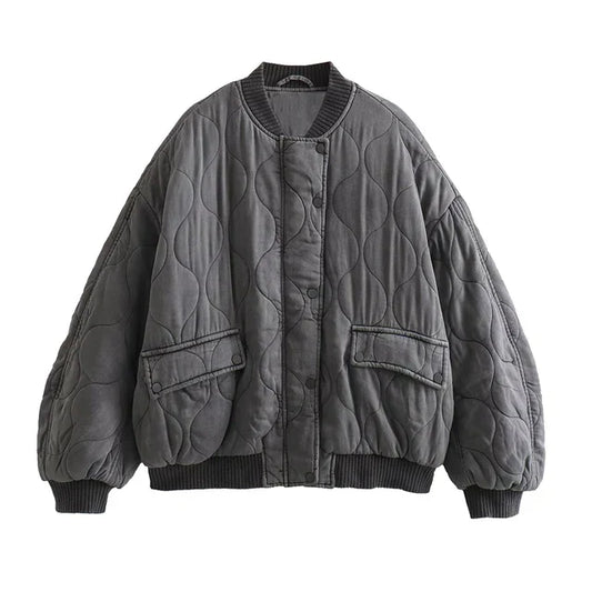 Women’s Oversized Quilted Casual Bomber Jacket