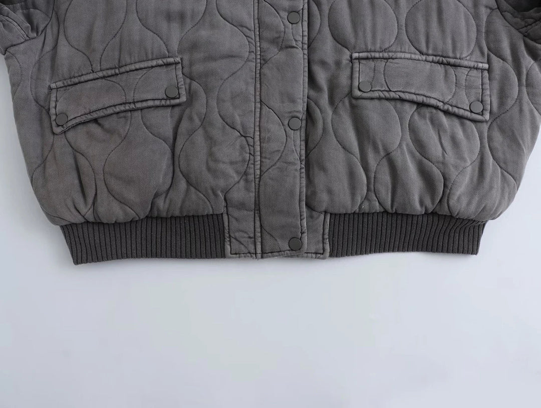 Women’s Oversized Quilted Casual Bomber Jacket