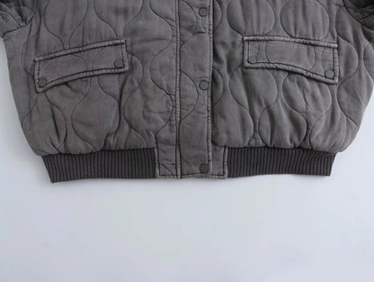 Women’s Oversized Quilted Casual Bomber Jacket