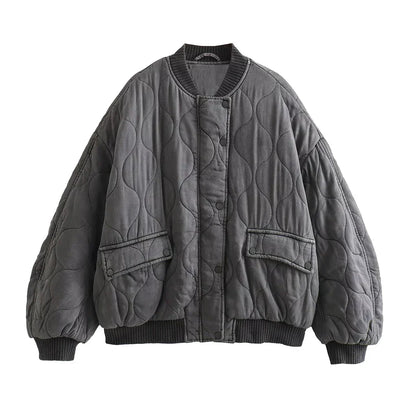Women’s Oversized Quilted Casual Bomber Jacket
