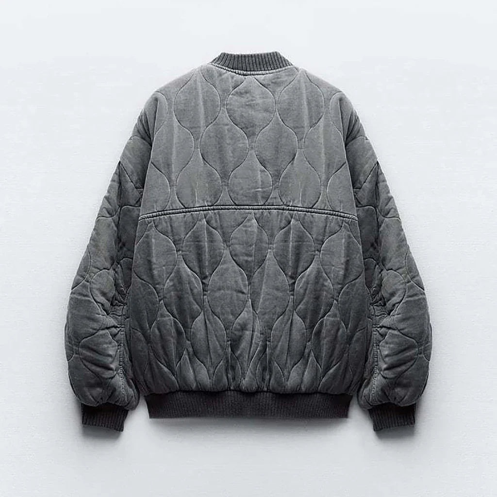 Women’s Oversized Quilted Casual Bomber Jacket