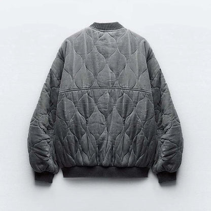 Women’s Oversized Quilted Casual Bomber Jacket