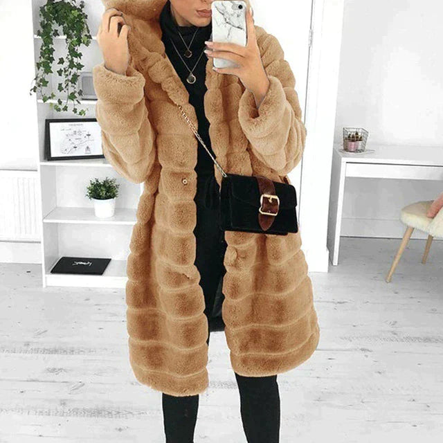 Women’s Elegant Button-Down Faux Fur Coat
