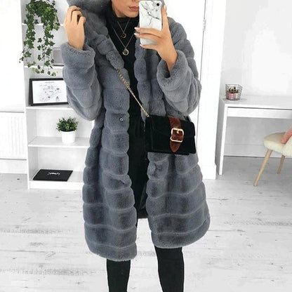 Women’s Elegant Button-Down Faux Fur Coat