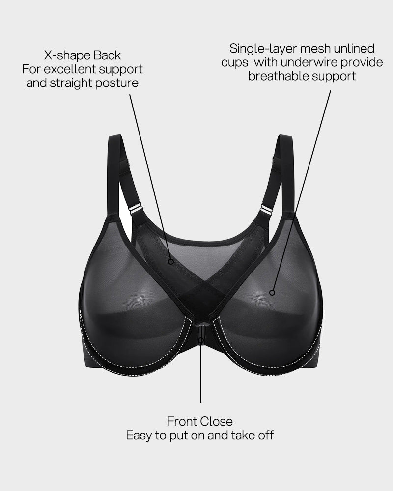 Vivienne | Front-Closure Full-Support Mesh Bra