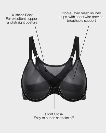 Vivienne | Front-Closure Full-Support Mesh Bra