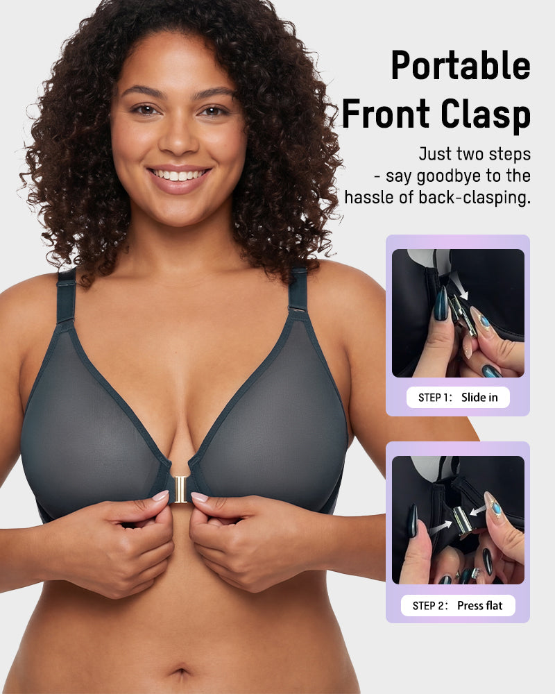 Vivienne | Front-Closure Full-Support Mesh Bra