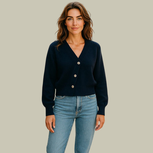 Suéteres de Merino y Lana con Cuello V Cruzado para Mujer