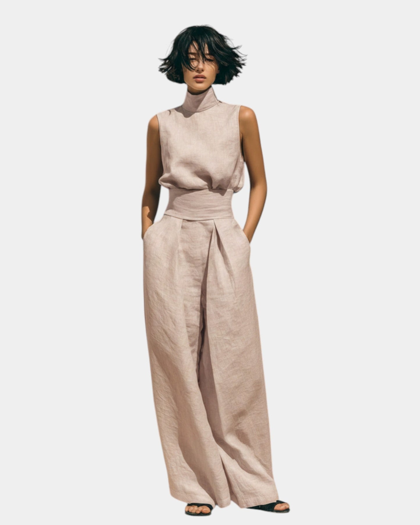 Falyne | Minimalist Tank Top and Wide Leg Pants Set