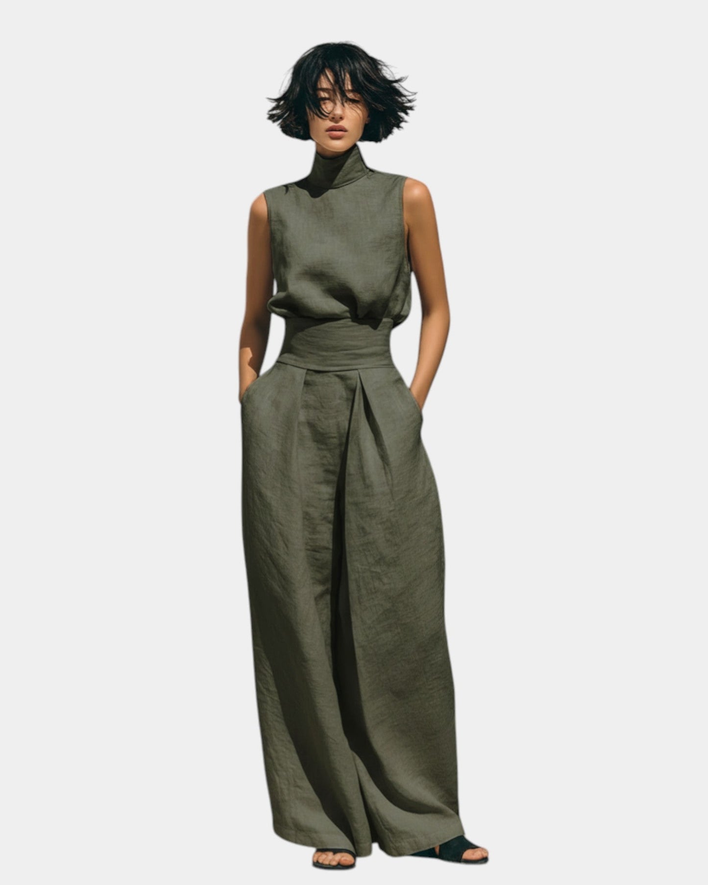 Falyne | Minimalist Tank Top and Wide Leg Pants Set