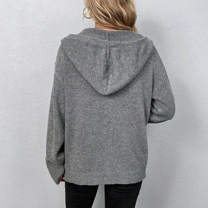 Women’s Hooded Knit Open Front Button Cardigan