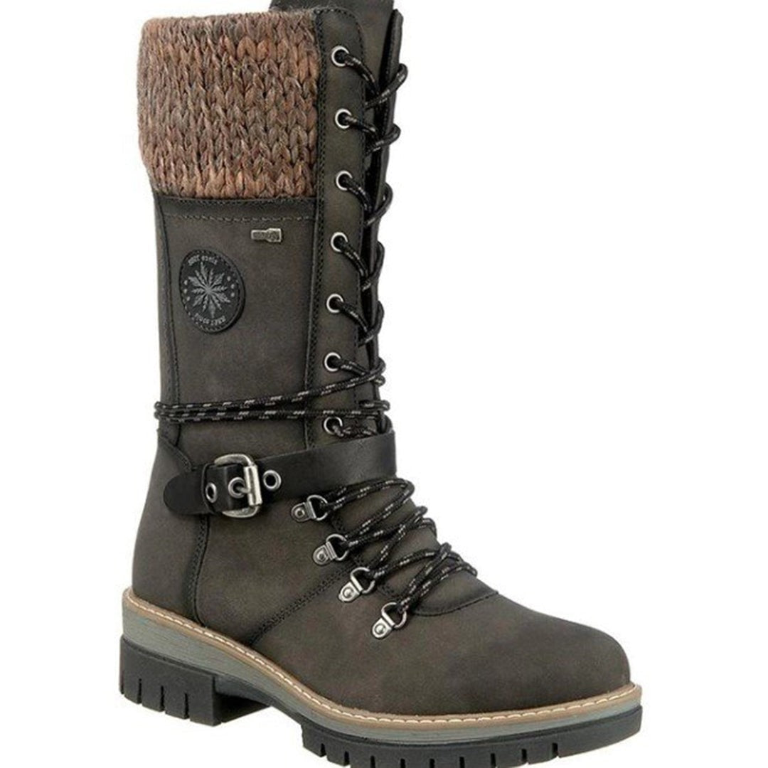Women’s Lace-Up Winter Boots with Knit Cuff