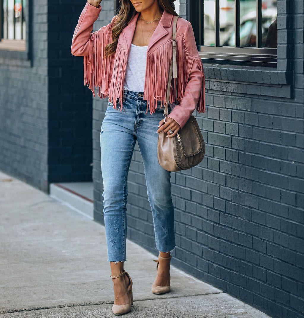 Women’s Fringed Suede Moto Jacket