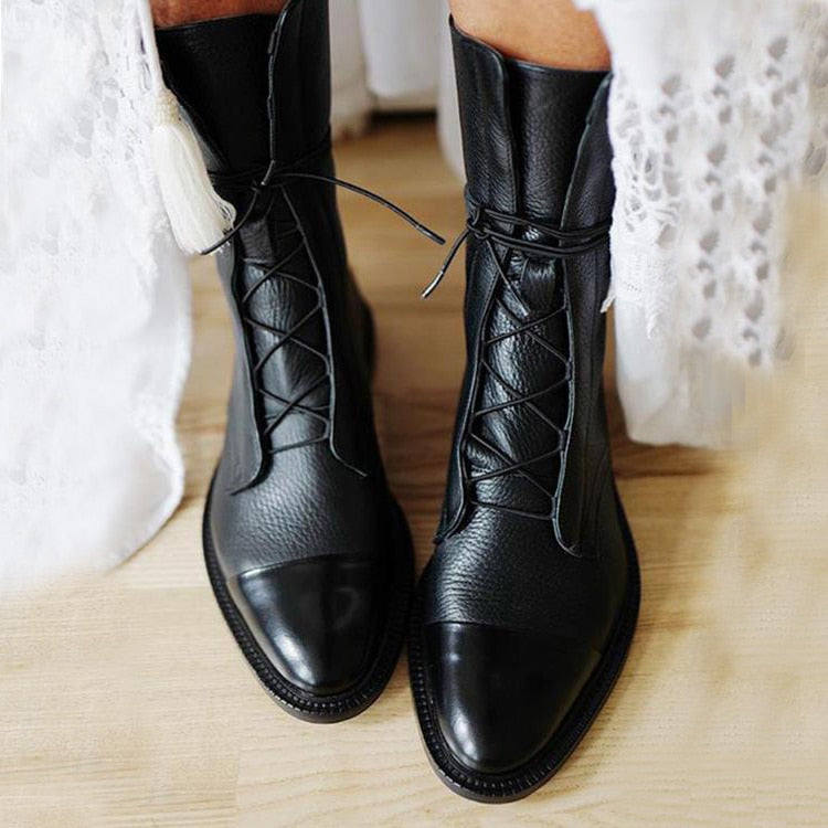 Women’s Lace-Up Leather Ankle Boots