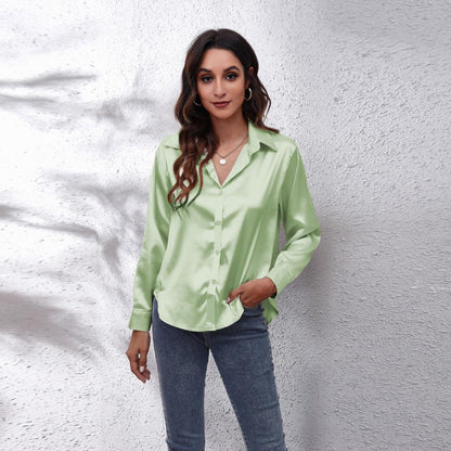 Blusas de satén sueltas informales para mujer
