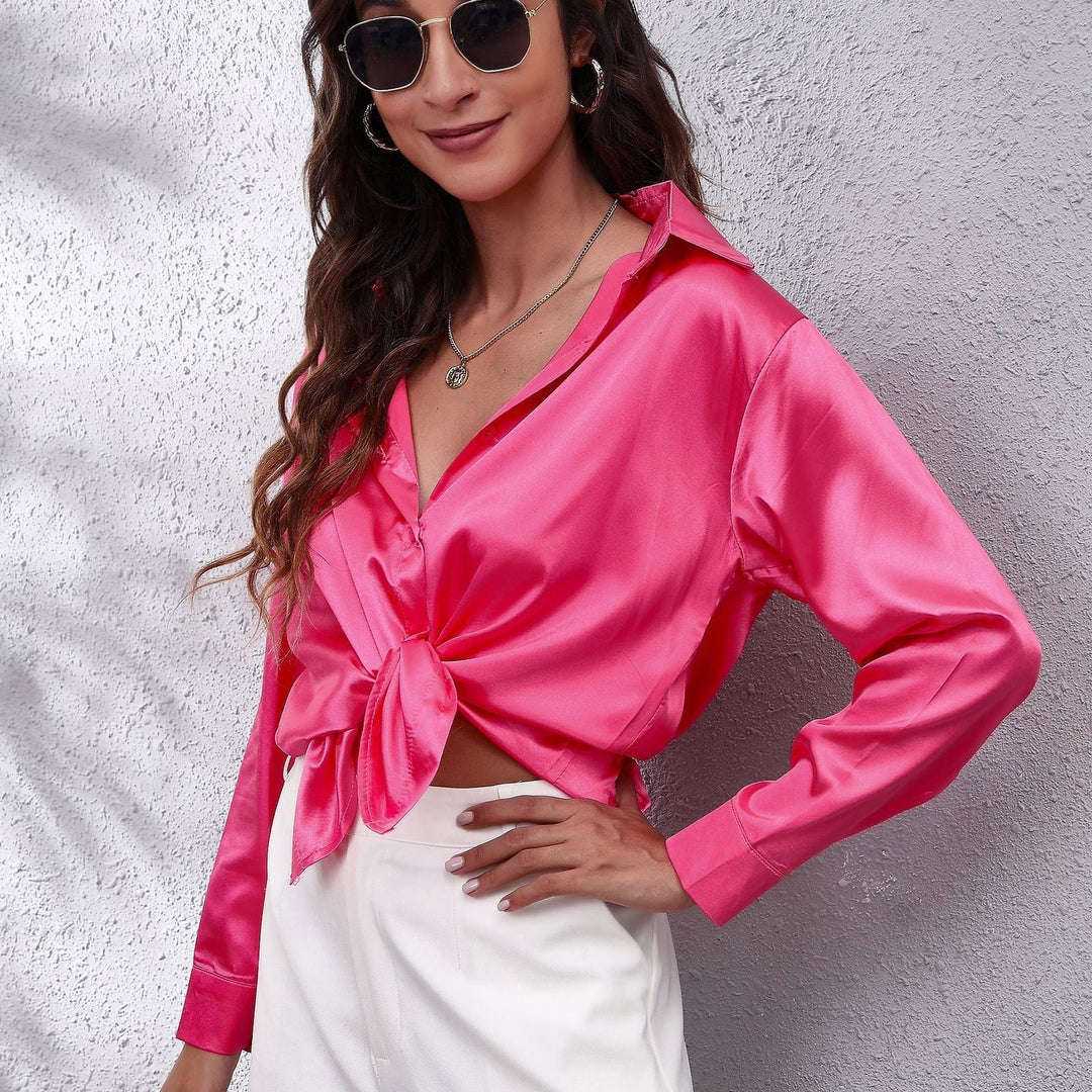Women’s Casual Workwear Loose Fit Satin Blouses