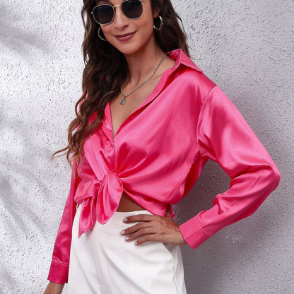 Blusas de satén sueltas informales para mujer