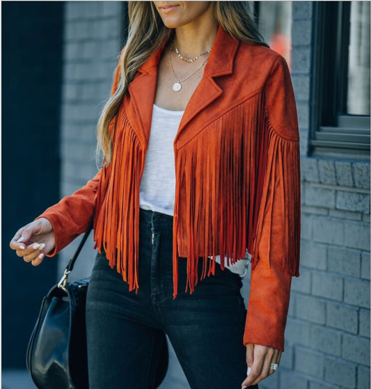 Women’s Fringed Suede Moto Jacket