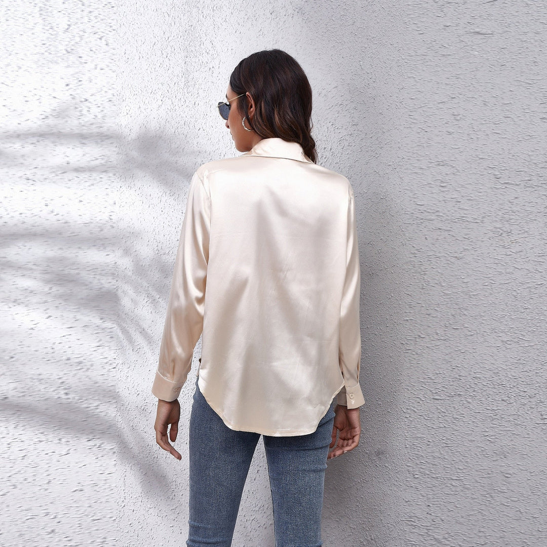 Women’s Casual Workwear Loose Fit Satin Blouses