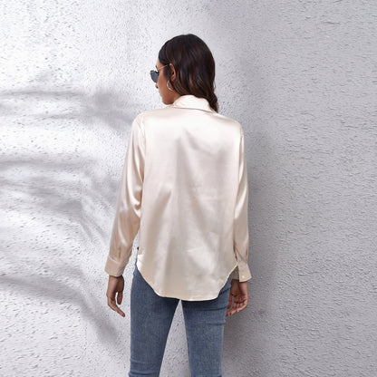 Blusas de satén sueltas informales para mujer