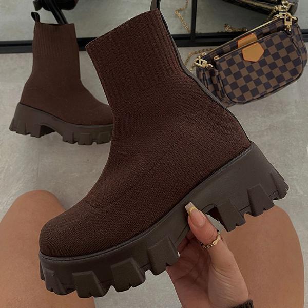 Women’s Casual Slip On Chunky Heel Boots