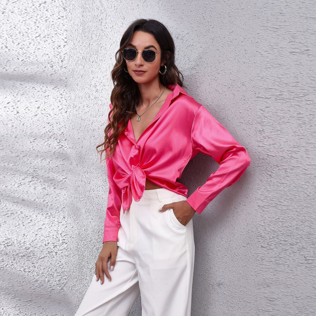 Women’s Casual Workwear Loose Fit Satin Blouses