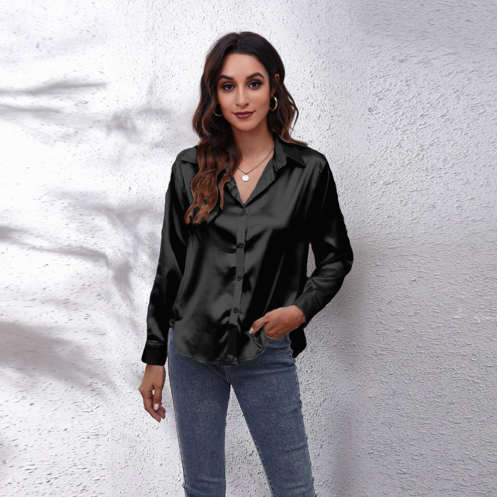 Women’s Casual Workwear Loose Fit Satin Blouses