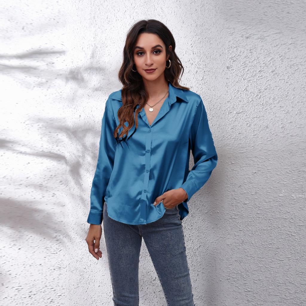 Blusas de satén sueltas informales para mujer