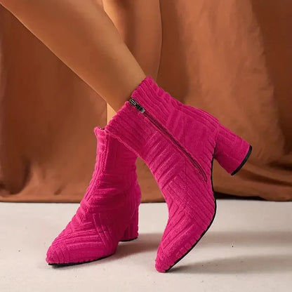 Women’s Chunky Heel Knitted Ankle Boots