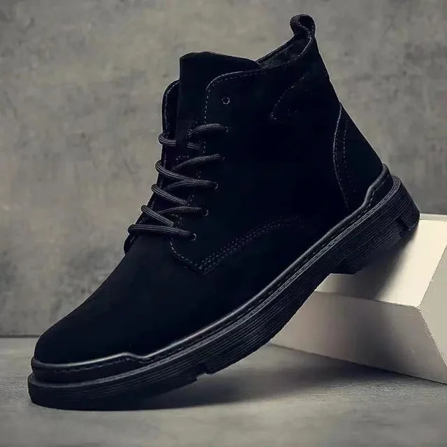 Classic Suede Leather Lace Up Boots For Men
