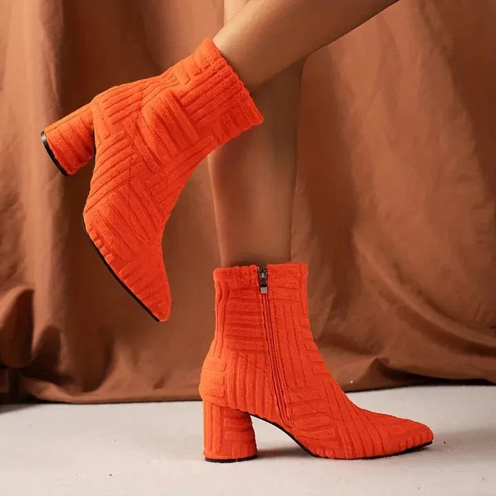 Women’s Chunky Heel Knitted Ankle Boots