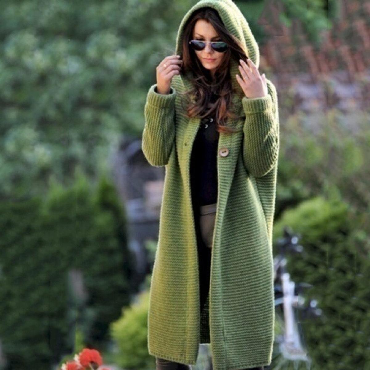Women’s Cozy Knit Hooded Maxi Cardigan