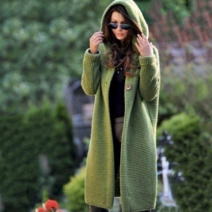 Women’s Cozy Knit Hooded Maxi Cardigan