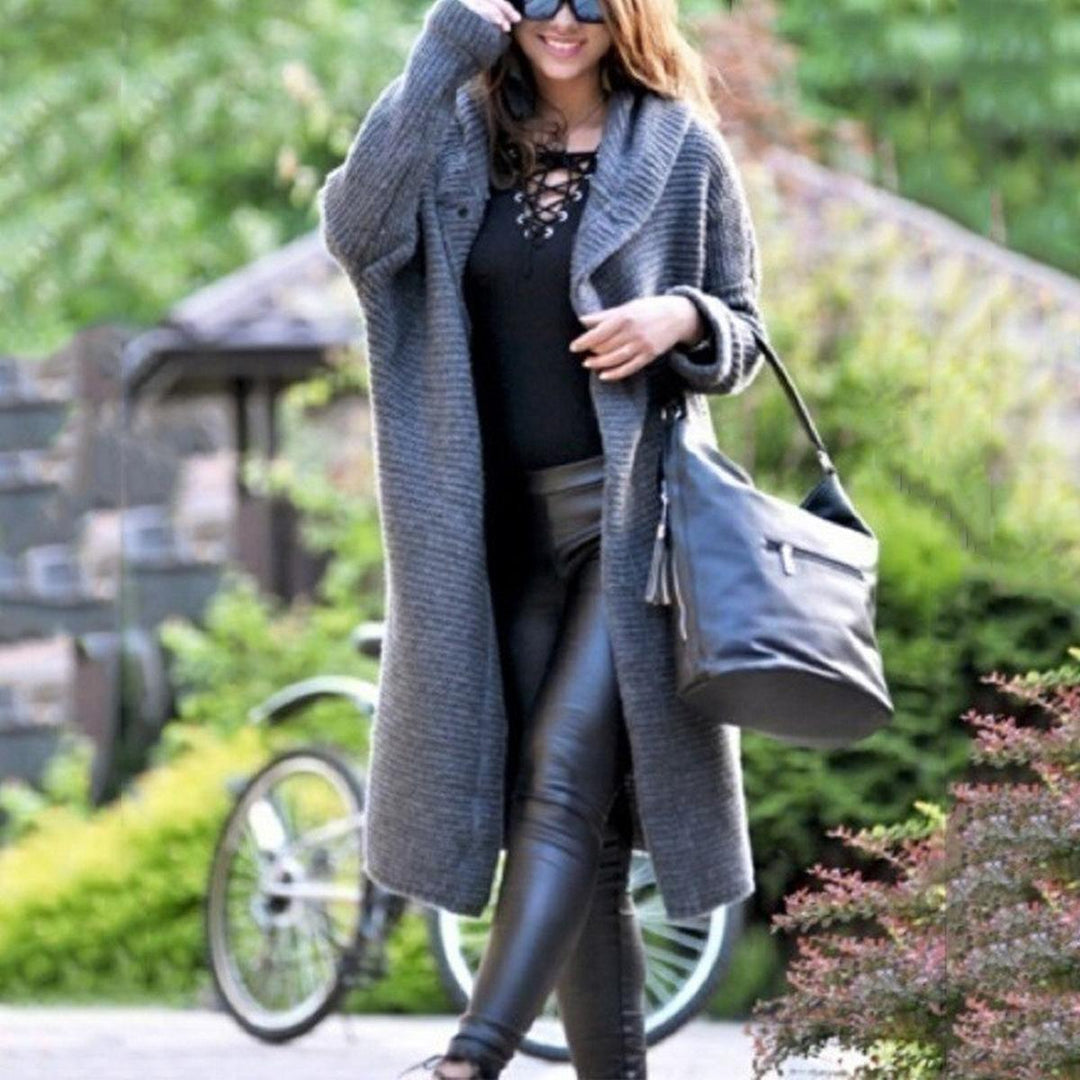 Women’s Cozy Knit Hooded Maxi Cardigan
