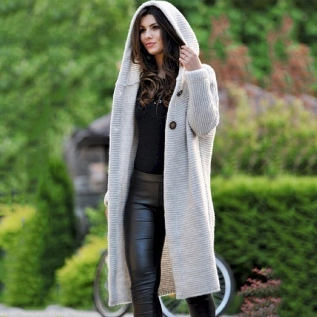 Women’s Cozy Knit Hooded Maxi Cardigan