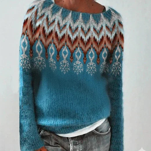 Women Winter Pattern Knit Sweater