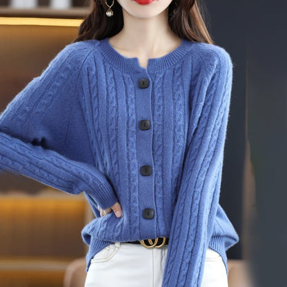Women’s Cozy Button-Up Relaxed Fit Winter Cardigan