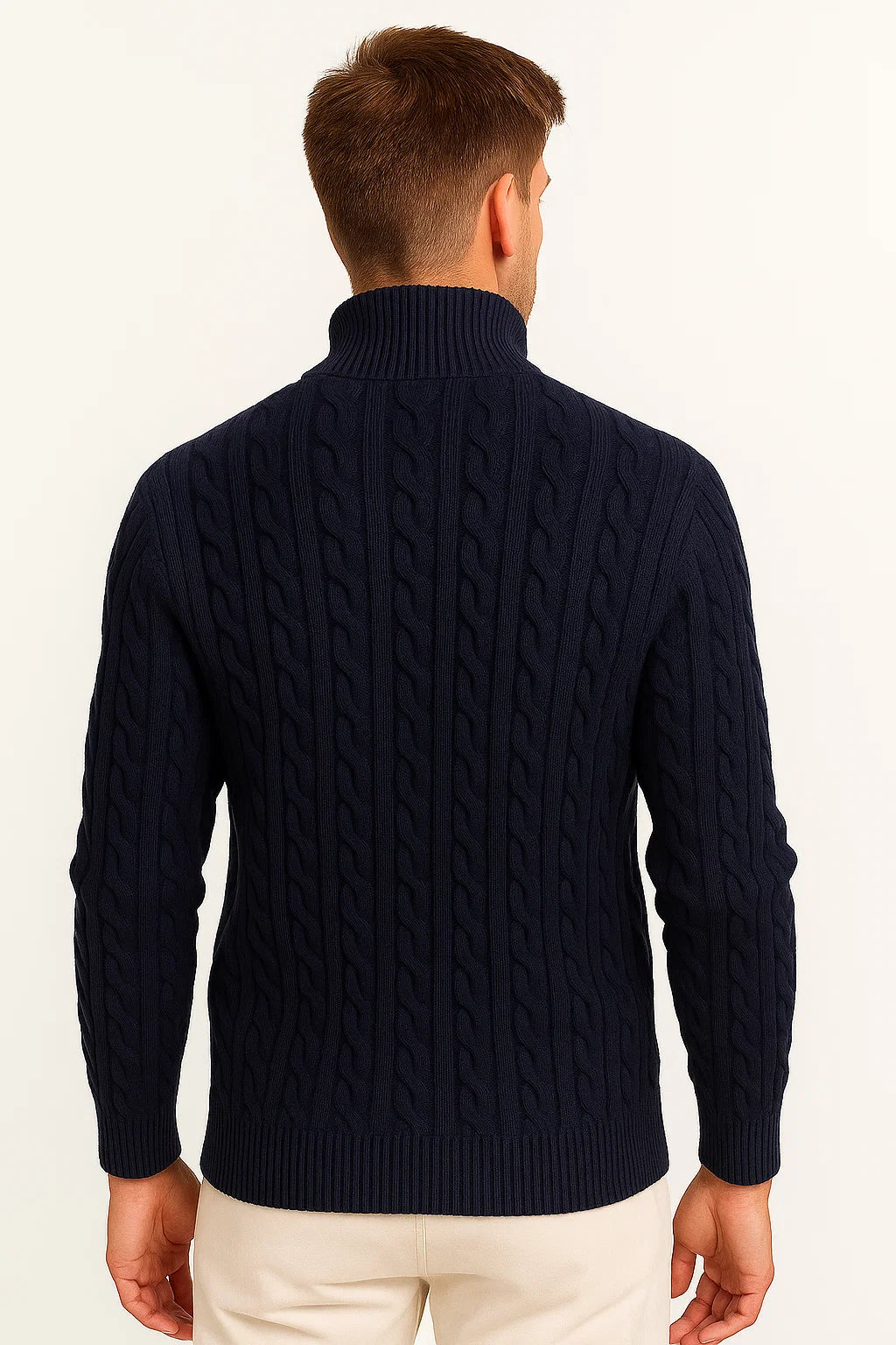 Men’s Spring Zip-Neck Cable Knit Sweater