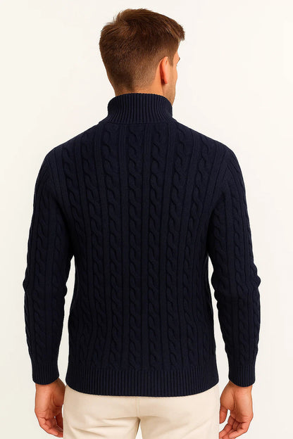 Men’s Spring Zip-Neck Cable Knit Sweater