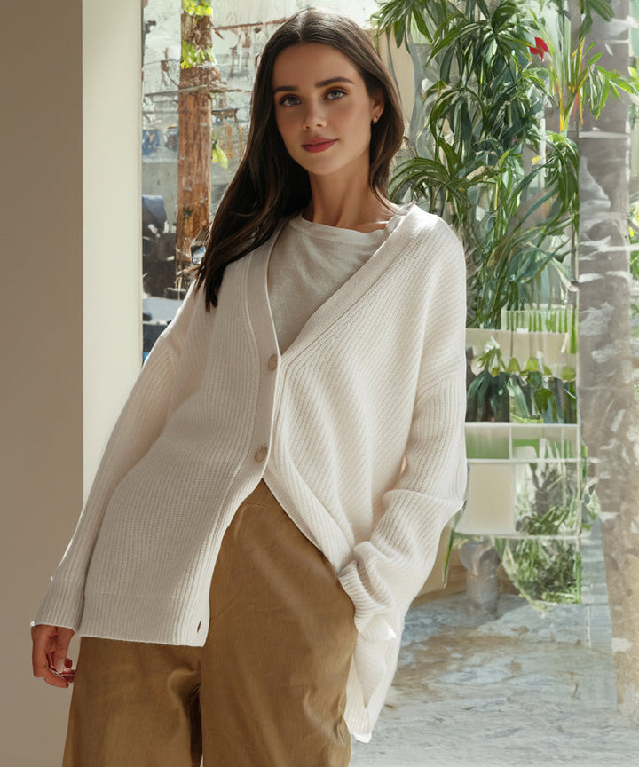 Cárdigan abotonado informal de punto de invierno para mujer