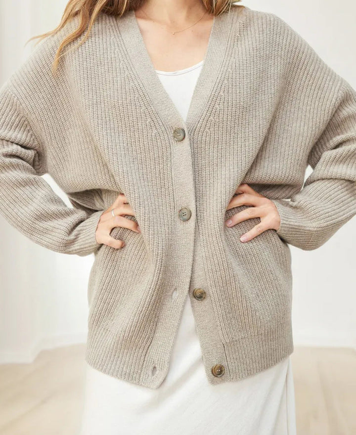 Cárdigan abotonado informal de punto de invierno para mujer