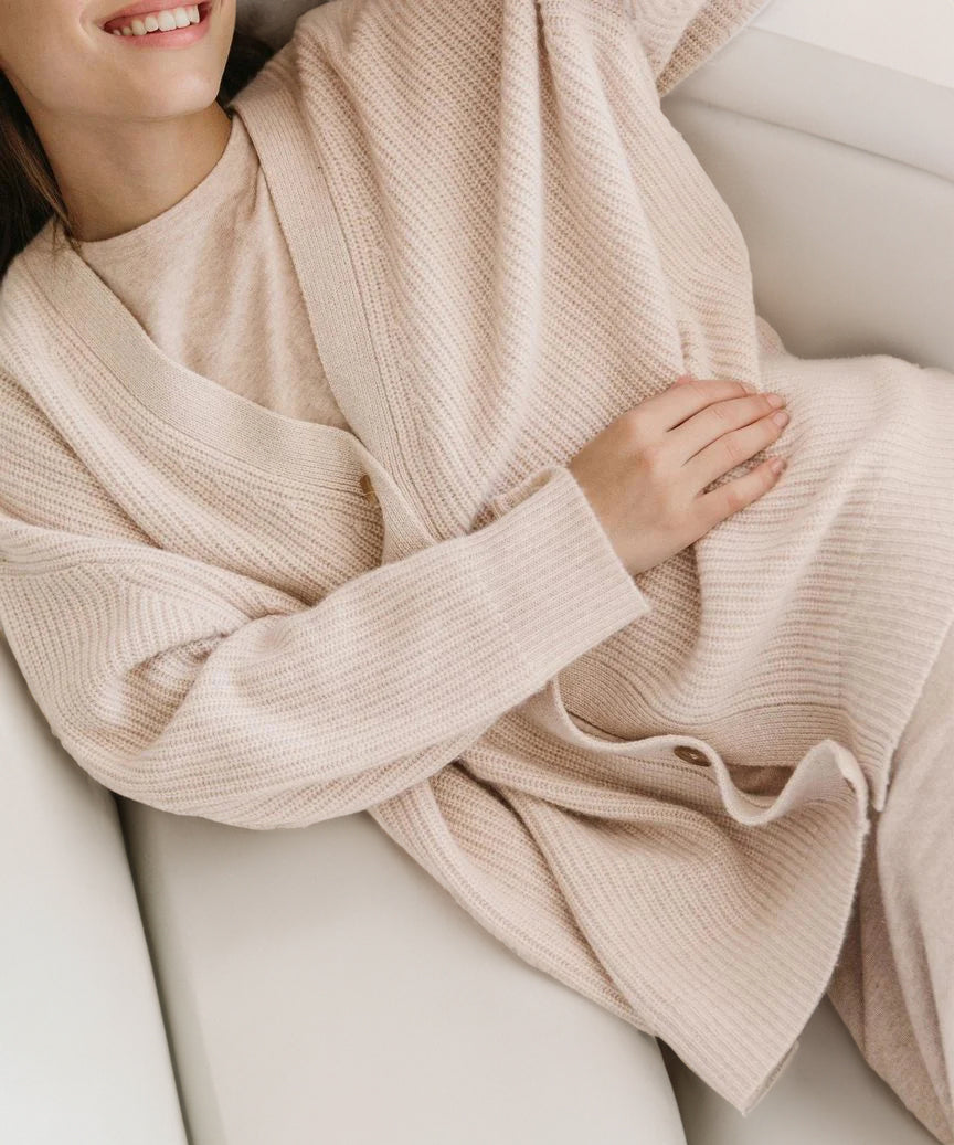 Cárdigan abotonado informal de punto de invierno para mujer