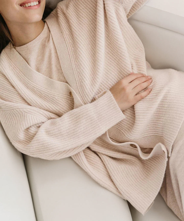Cárdigan abotonado informal de punto de invierno para mujer