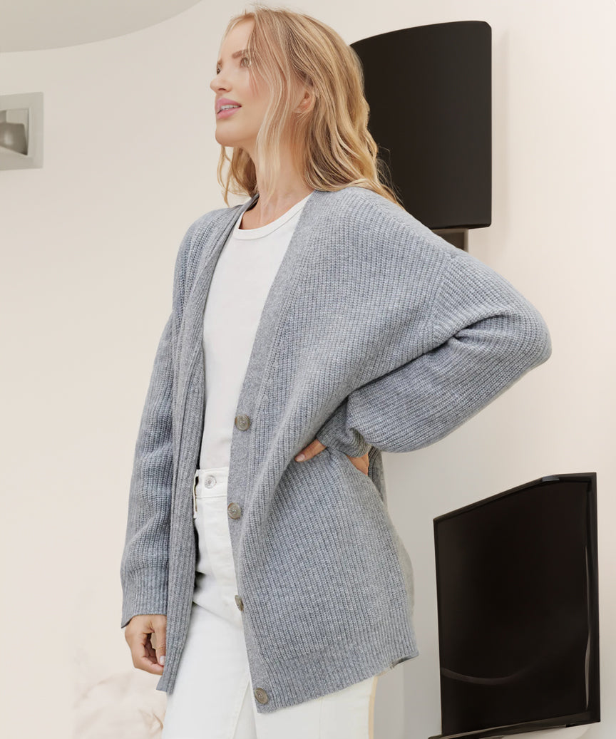 Cárdigan abotonado informal de punto de invierno para mujer