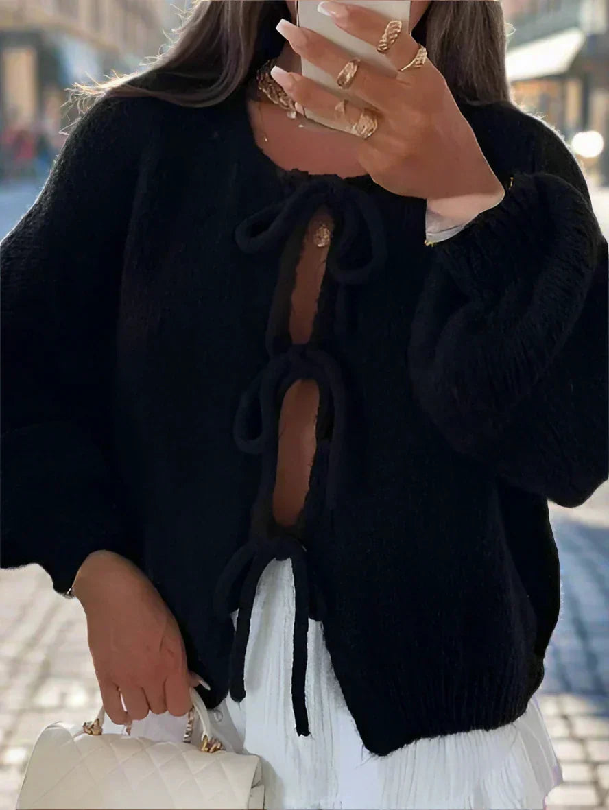 Women’s Chunky Winter Knotted Front Cardigan