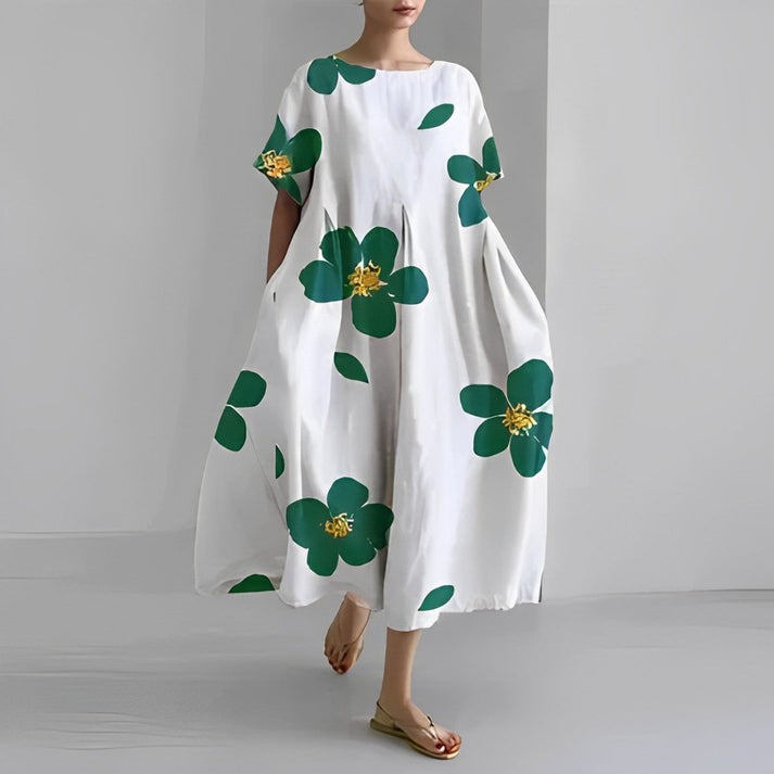 Women Relaxed Style Flower Midi Dress
